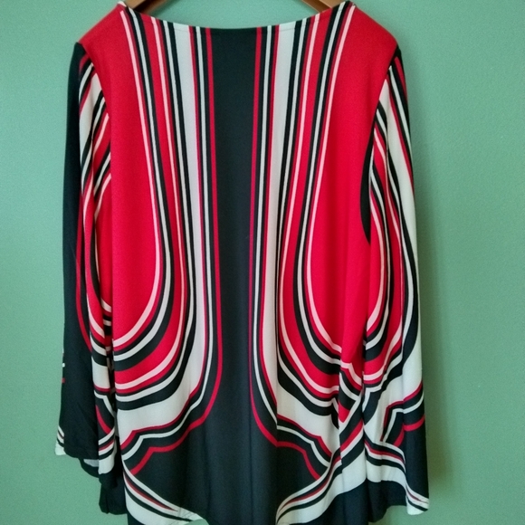 New red stripes long sleeves casual festive plus size scoop neck tunic sz 18/20 - Picture 10 of 11